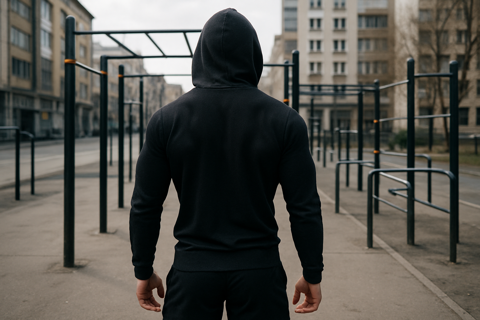 Make the background like an outdoor city street gym